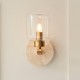 78826-001 Natural Travertine Stone Wall Lamp with Clear Glass