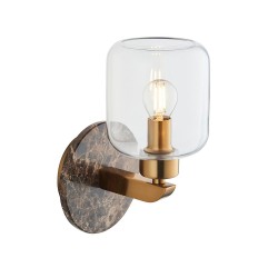 78827-001 Dark Brown Emperador Marble Wall Lamp with Clear Glass
