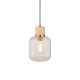 78828-001 Natural Travertine Stone Pendant with Clear Ribbed Glass