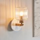 78830-001 White Volakas Marble Wall Lamp with Clear Ribbed Glass