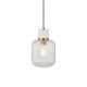 78831-001 White Volakas Marble Pendant with Clear Ribbed Glass