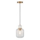 78831-001 White Volakas Marble Pendant with Clear Ribbed Glass