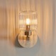 78832-001 Natural Travertine Stone Wall Lamp with Clear Ribbed Glass