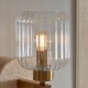 78832-001 Natural Travertine Stone Wall Lamp with Clear Ribbed Glass