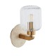 78832-001 Natural Travertine Stone Wall Lamp with Clear Ribbed Glass