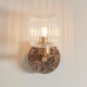 78833-001 Dark Brown Emperador Marble Wall Lamp with Clear Ribbed Glass