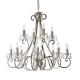 51033-001 Polished Nickel 12 Light Chandelier with Crystal
