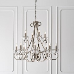 51033-001 Polished Nickel 12 Light Chandelier with Crystal 51033-001 Polished Nickel 12 Light Chandelier with Crystal