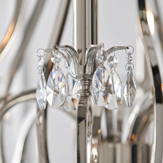 51033-001 Polished Nickel 12 Light Chandelier with Crystal