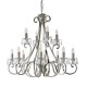 51033-001 Polished Nickel 12 Light Chandelier with Crystal