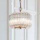 78744-001 Brushed Aged Brass 3 Light Pendant with Clear Glass Rods