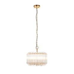 78744-001 Brushed Aged Brass 3 Light Pendant with Clear Glass Rods