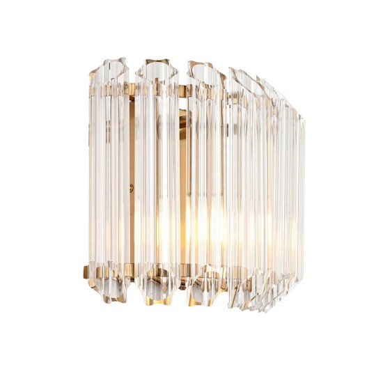 78746-001 Brushed Aged Brass Wall Lamp with Clear Glass Rods