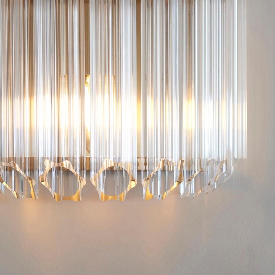 78746-001 Brushed Aged Brass Wall Lamp with Clear Glass Rods