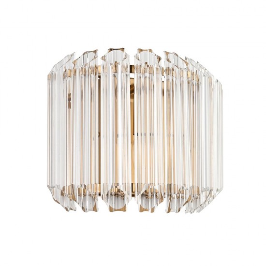 78746-001 Brushed Aged Brass Wall Lamp with Clear Glass Rods
