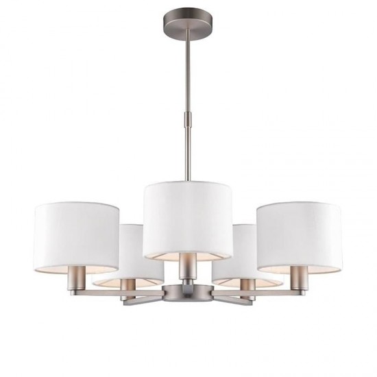 31650-001 Nickel 5 Light Centre Fitting with White Shades