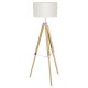 31172-002 Beige & Wood with Chrome Tripod Floor Lamp