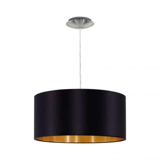 30958-002 Nickel Pendant with Black & Gold Shade