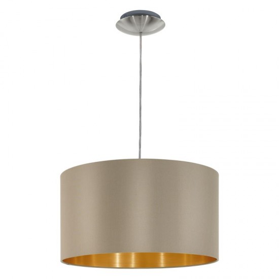 30960-002 Nickel Pendant with Taupe & Gold Shade