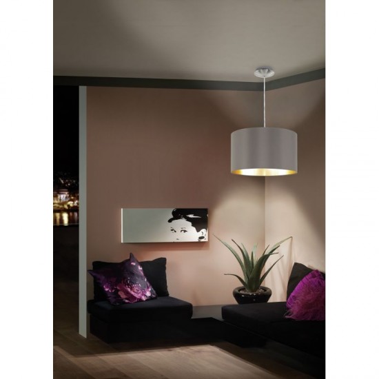 30961-002 Nickel Pendant with Cappucino & Gold Shade