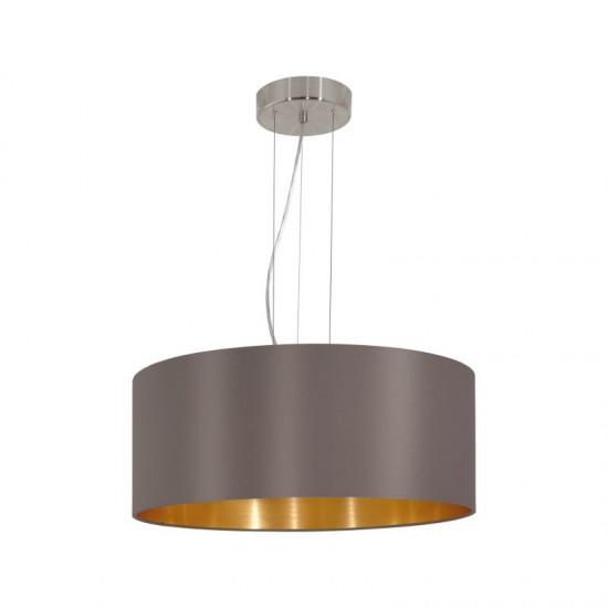 30966-002 Nickel 3 Light Pendant with Cappucino & Gold Shade