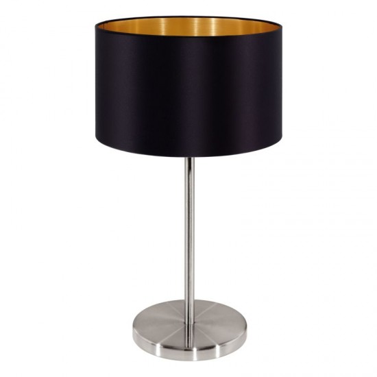 30983-002 Nickel Table Lamp with Black & Gold Shade