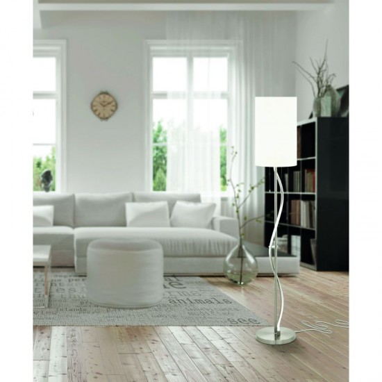 58332-002 Satin Nickel LED Floor Lamp with White Shade