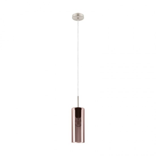 60873-002 Nickel Pendant with Copper & Smoked Glass