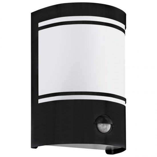 62067-002 Black PIR Wall Lamp with Frosted Glass