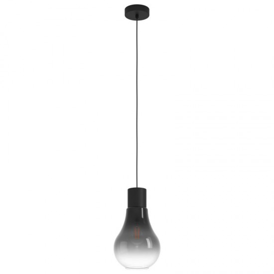 64015-002 Black Pendant with Black, Grey, Clear Glass