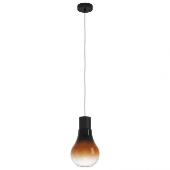 64021-002 Black Pendant with Black, Brown, Clear Glass