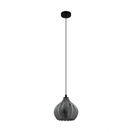 64057-002 Black Pendant with Decorative Smoky Glass