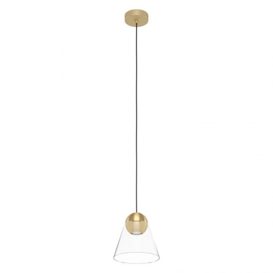 64299-002 Clear Glass & Brushed Gold Single Pendant 64299-002 Clear Glass & Brushed Gold Single Pendant