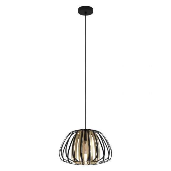 64318-002 - Free LED Globe Bulb Included - Black & Gold Pendant