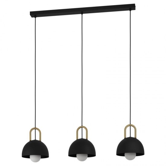 64336-002 Black & Brushed Brass 3 Light over Island Fitting