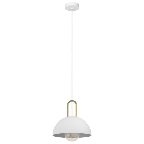 64337-002 White & Brushed Brass Pendant