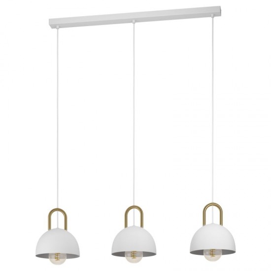 64338-002 White & Brushed Brass 3 Light over Island Fitting