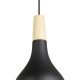 66558-002 Black Pendant with Wooden Detail