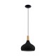 66559-002 Black Pendant with Wooden Detail