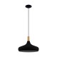66560-002 Black Pendant with Wooden Detail