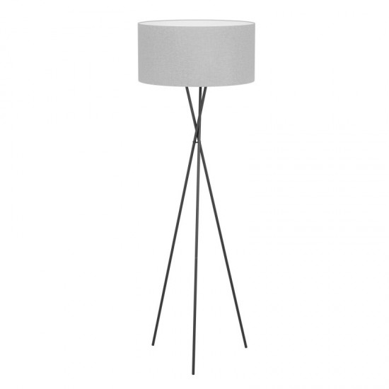66578-002 Black Tripod Floor Lamp with Linen Grey Shade