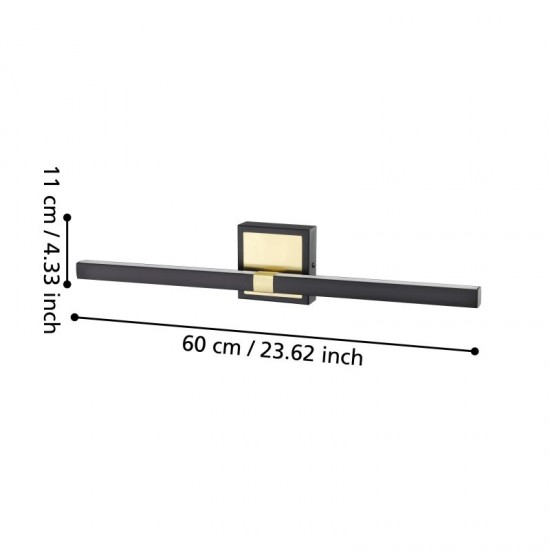 72974-002 Black & Brass LED Wall Lamp IP44