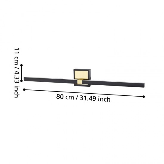 72976-002 Black & Brass LED Wall Lamp IP44