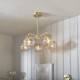 61373-001 Brushed Brass 5 Light Pendant with Amber Glasses