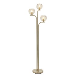 61359-001 Brushed Brass 3 Light Floor Lamp with Amber Glasses 61359-001 Brushed Brass 3 Light Floor Lamp with Amber Glasses