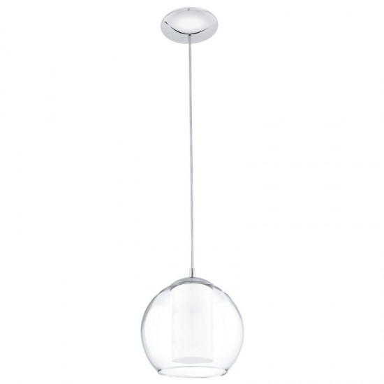 2872-002 Chrome Pendant with Clear & White Glass