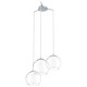 2873-002 Chrome 3 Light Cluster Pendant with Clear & White Glasses