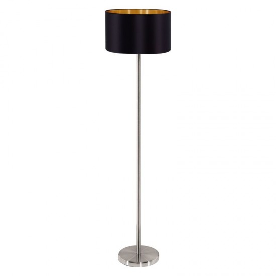 41048-002 Nickel Floor Lamp with Black & Gold Shade