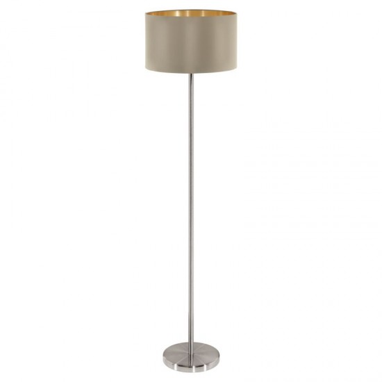 41049-002 Nickel Floor Lamp with Taupe & Gold Shade