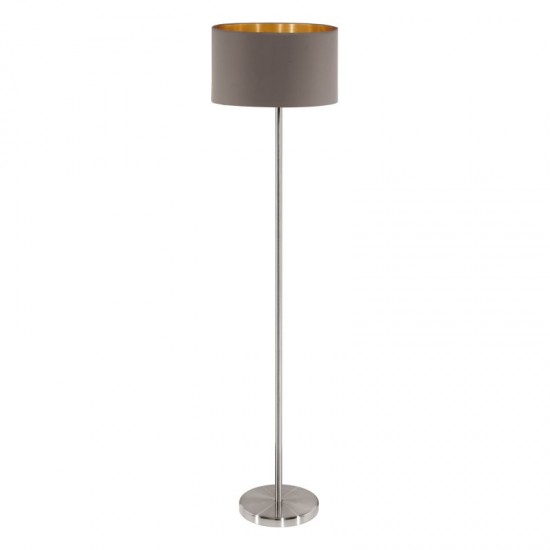 41050-002 Nickel Floor Lamp with Cappucino & Gold Shade